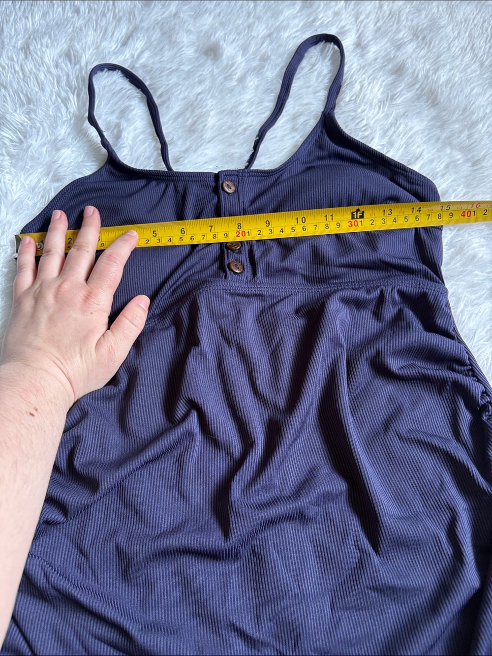 New In Packaging Zando Blue Ribbed Button Front One Piece Swimsuit L Maternity - Picture 6 of 13